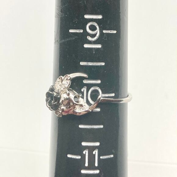 Size 10 925 Skull and Crescent Moon Rainbow Topaz Ring - Picture 9 of 11